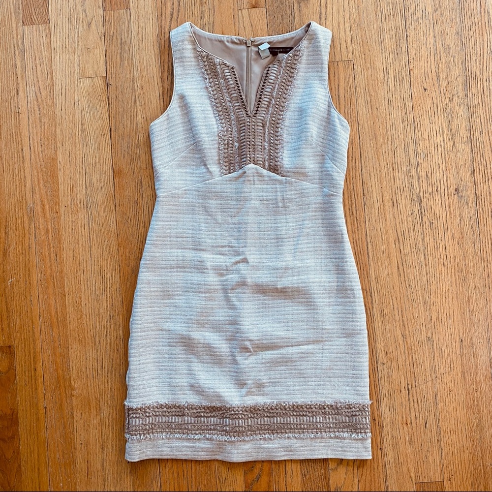 WHBM Beige Tweed Sheath Dress